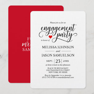Moderne Classy Red Heart Engagement Party Einladung