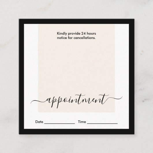 Moderne Clean Layout Challigrafie Ernennung Quadratische Visitenkarte (Vorderseite)