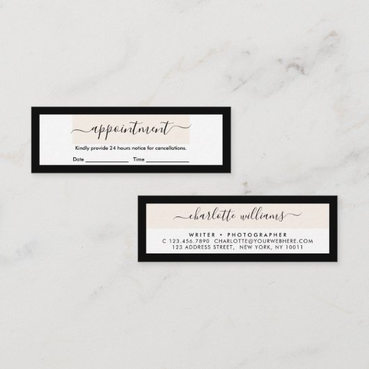 Moderne Clean Layout Chic Kalligrafie Ernennung Mini Visitenkarte (Vorne/Hinten)