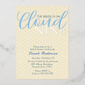 Moderne Cloud 9 Brautparty Blue Pattern Folieneinladung (Vorderseite)