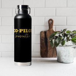 Moderne CO-PILOT-Typografie, Gold Black, kundenspe Trinkflasche