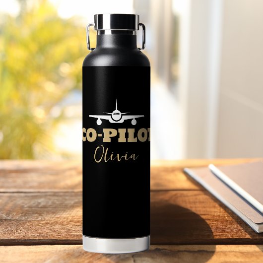 Moderne CO-PILOT-Typografie, Gold Schwarz, kundens Trinkflasche