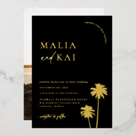 Moderne Coastal Chic Hochzeit Folieneinladung