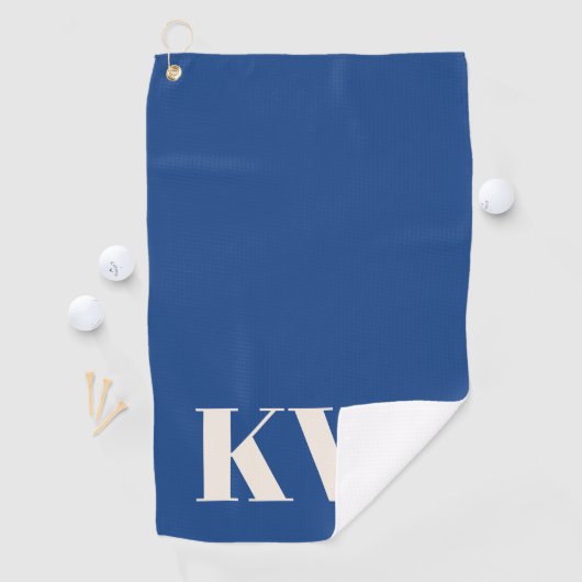 Moderne Cobalt Blue Monogram Initials Personalisie Golfhandtuch (Insitu)
