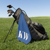 Moderne Cobalt Blue Monogram Initials Personalisie Golfhandtuch (Gras)
