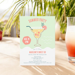 Moderne Cocktail Illustration Sommerstrand Sweet 1 Einladung