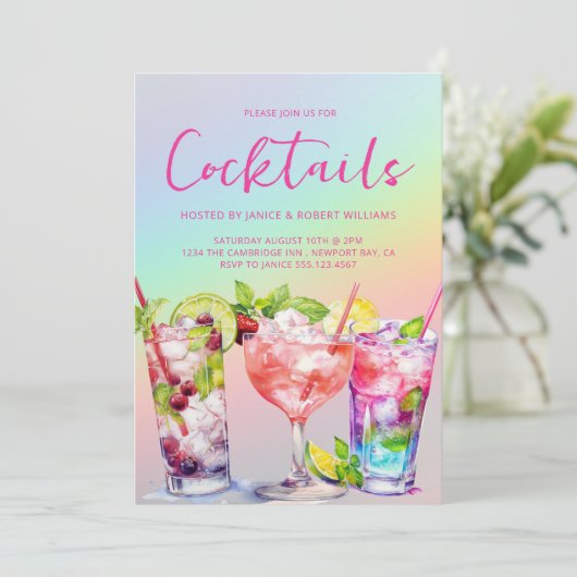 Moderne Cocktail Party Drinks Einladung (Stehend Vorderseite)