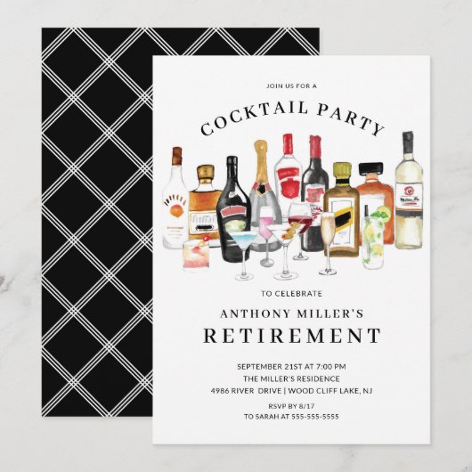 Moderne Cocktail-Party Einladung (Vorne/Hinten)