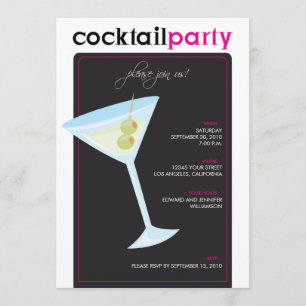 Moderne Cocktail-Party Einladung (fuschia)