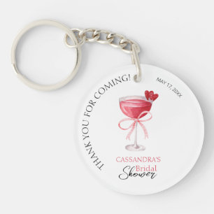 Moderne Cocktail-Rosafarbene Hochzeitsdusche Danke Schlüsselanhänger