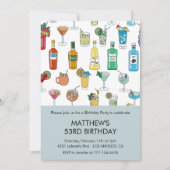 Moderne Cocktailgetränke Zeitgenössisch 53. Geburt Einladung (Vorderseite)