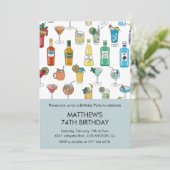 Moderne Cocktailgetränke Zeitgenössisch 74. Geburt Einladung (Stehend Vorderseite)