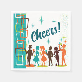 Moderne Cocktailpartei Mitte des Jahrhunderts Serviette