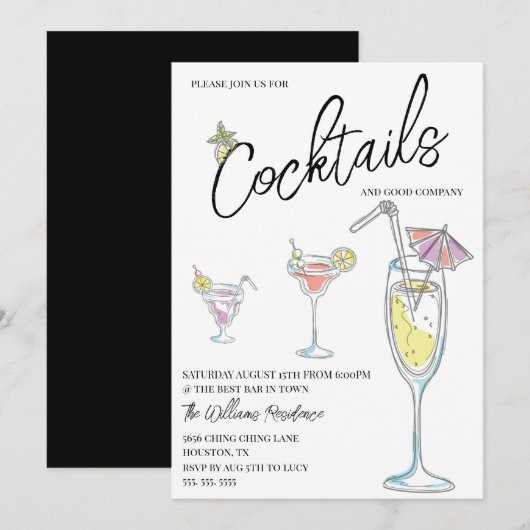 Moderne Cocktailparty Einladung (Vorne/Hinten)