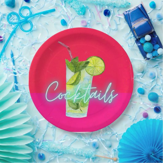 Moderne Cocktails Bar Art Pappteller (Party)