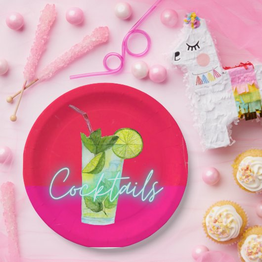 Moderne Cocktails Bar Art Pappteller (Party)