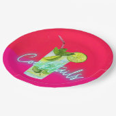 Moderne Cocktails Bar Art Pappteller (Schrägansicht)