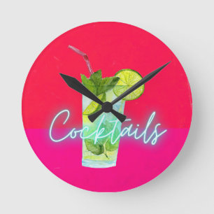 Moderne Cocktails Bar Art Runde Wanduhr