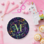 Moderne Cocktails Happy Hour Monogram Paper Plate Pappteller (Party)