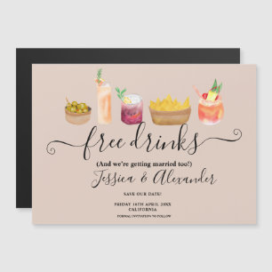 Moderne Cocktails Wasserfarbe Save the Date Magnetkarte