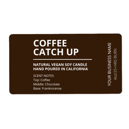 Moderne Coffee Brown Candle Labels (Vorne)