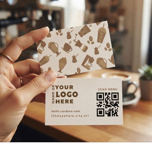 Moderne Coffee Shop QR-Code Visitenkarte