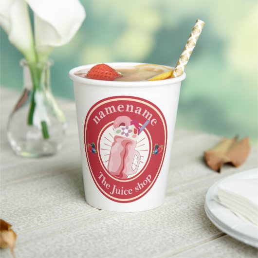 Moderne Cold Smoothies Fruchtsaftwerkstatt Name Pappbecher (In Situ)