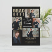 Moderne Collage 5 Fotos Abschluss Einladung (Stehend Vorderseite)
