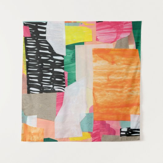 Moderne Collage Art. Mixed Media on Leinwand. Colo Wandteppich (Vorderseite (Horizontal))