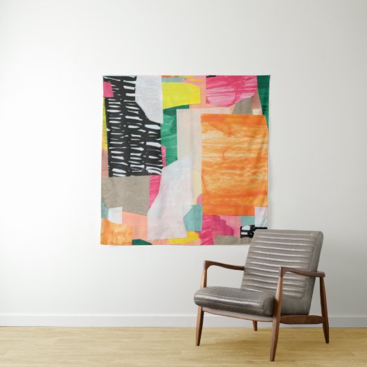 Moderne Collage Art. Mixed Media on Leinwand. Colo Wandteppich (Beispiel (Horizontal))