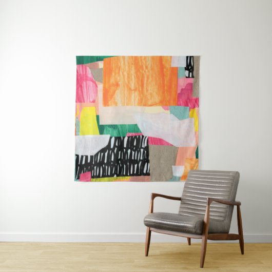 Moderne Collage Art. Mixed Media on Leinwand. Colo Wandteppich (Beispiel)