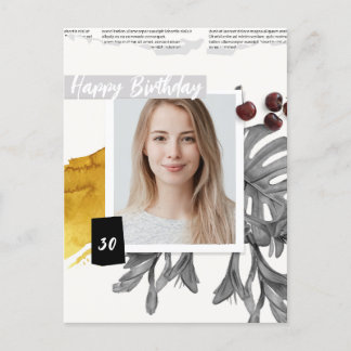 Moderne Collage Benutzerfoto 30 Geburtstag Postkarte