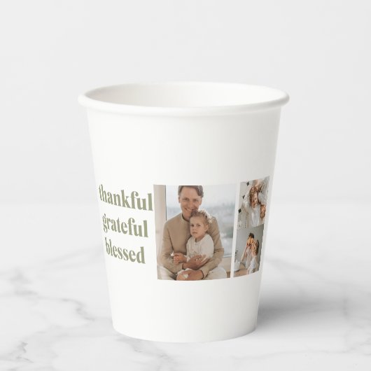 Moderne Collage Drei Foto Erntedank Pappbecher (Vorderseite)