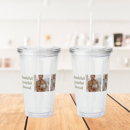 Moderne Collage Drei Foto | Happy Thanksgiving AG Acryltrinkbecher