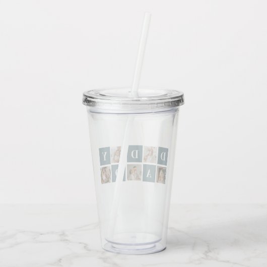 Moderne Collage Fathers Foto & Green Daddy Geschen Acryltrinkbecher (Rückseite)