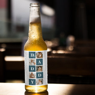 Moderne Collage Fathers Foto & Green Daddy Geschen Bierflaschenetikett