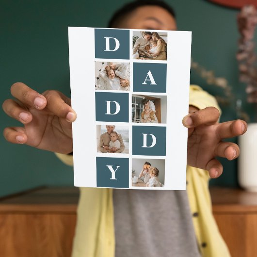 Moderne Collage Fathers Foto & Green Daddy Geschen Dankeskarte