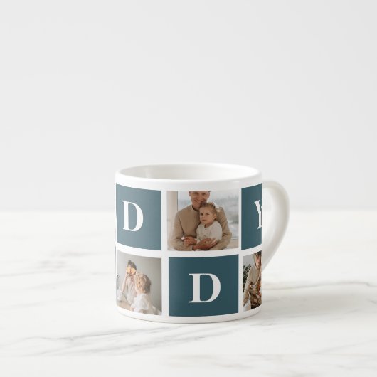 Moderne Collage Fathers Foto & Green Daddy Geschen Espressotasse (Vorderseite Rechts)