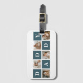 Moderne Collage Fathers Foto & Green Daddy Geschen Gepäckanhänger (Vorderseite Vertikal)