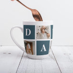 Moderne Collage Fathers Foto & Green Daddy Geschen Milchtasse<br><div class="desc">Ein modernes Collage Vthers Foto ist ein personalisiertes Geschenk, das mehrere Fotos einer Vater- oder Vaterfigur kreativ und stilvoll kombiniert. Es beinhaltet die Auswahl mehrerer bedeutender Bilder und deren Anordnung in einem Collage-Format, oft mit überlappenden oder rasterähnlichen Designs. Die Fotos können verschiedene Momente oder Erinnerungen, wie Familienferien, besondere Anlässe oder...</div>