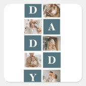 Moderne Collage Fathers Foto & Green Daddy Geschen Quadratischer Aufkleber (Vorderseite)