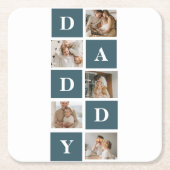 Moderne Collage Fathers Foto & Green Daddy Geschen Rechteckiger Pappuntersetzer (Vorderseite)