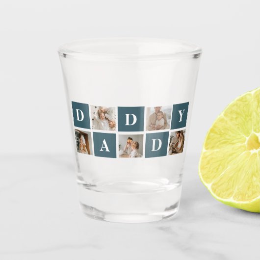 Moderne Collage Fathers Foto & Green Daddy Geschen Schnapsglas (Vorderseite)