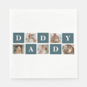 Moderne Collage Fathers Foto & Green Daddy Geschen Serviette (Vorderseite)