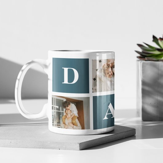 Moderne Collage Fathers Foto & Green Daddy Geschen Tasse