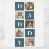 Moderne Collage Fathers Foto & Green Daddy Geschen Weinetikett (Einzelnes Label)