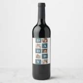 Moderne Collage Fathers Foto & Green Daddy Geschen Weinetikett (Vorderseite)