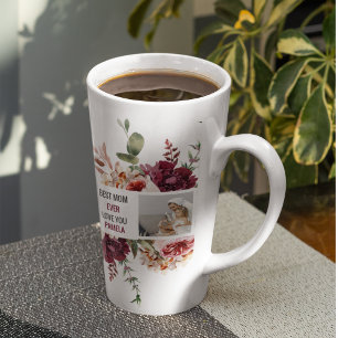 Moderne Collage Foto-Blume geben den Rahmen für be Milchtasse