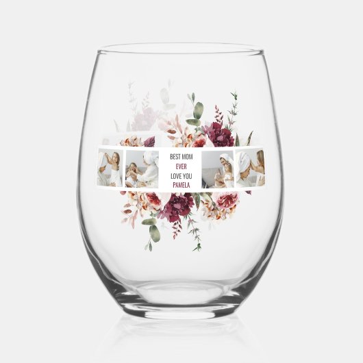 Moderne Collage Foto-Blume geben den Rahmen für be Weinglas Ohne Stiel (Rückseite)