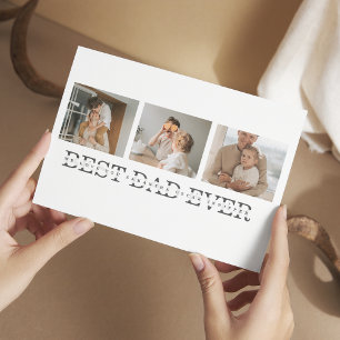 Moderne Collage Foto & Grau Bestes Vater-Geschenk Postkarte